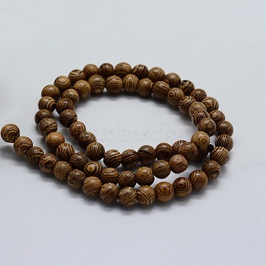Brins de perles en bois de wengé naturel(X-WOOD-F006-02-6mm)-2