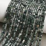 Natural Moss Agate Beads Strands, Cube, 2.5x2.5x2.5mm, Hole: 0.8mm, about 151pcs/strand, 15.08''(38.3cm)(GG-CBA2498-A04-01)