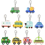 10Pcs Vehicle Theme Resin Pendant Decorations, Mixed Shapes, with Alloy Lobster Claw Clasps, Mixed Color, 40~47mm(HJEW-YW00288)