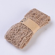 Burlap Ribbon, Hessian Ribbon, Jute Ribbon, for Jewelry Making, Tan, 42mm, about 2m/roll(OCOR-TAC0005-01F)