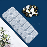 Oval Shape Viking Divination Rune Symbol Stones DIY Silicone Molds, Resin Casting Molds, For UV Resin, Epoxy Resin Witch Craft Making, White, 80x200x5mm, Inner Diameter: 35x25mm(SIMO-PW0006-064)