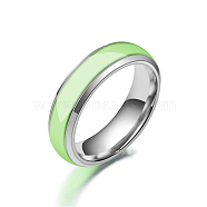 Luminous 304 Stainless Steel Flat Plain Band Finger Ring, Glow In The Dark Jewelry for Men Women, Pale Green, US Size 10(19.8mm)(LUMI-PW0001-117E-05)