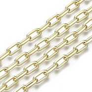 Unwelded Iron Paperclip Chains, Drawn Elongated Cable Chains, with Spool, Real 16K Gold Plated, Real 16K Gold Plated, 9.2x4.5x1.3mm, about 32.8 Feet(10m)/roll(CH-S125-18A-04)