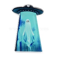 Halloween Printed Acrylic Pendants, Ghost, 40x25.5x2mm, Hole: 1.5mm(MACR-M048-04A)