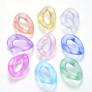 Transparent Acrylic Linking Rings, Quick Link Connectors, for Curb Chains Making, Frosted, Twist, Mixed Color, 23x17x4.5mm, Inner Diameter: 13.5x7mm(X-OACR-S036-001A-K)