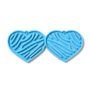 DIY Heart with Stripe Pendant Silicone Molds, Resin Casting Molds, for UV Resin & Epoxy Resin Jewelry Making, Deep Sky Blue, 52x125x4mm, Hole: 2mm, Inner Diameter: 48x59.5mm(DIY-I099-42)