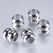 201 Stainless Steel Beads, with Plastic, Slider Beads, Stopper Beads, Column, Stainless Steel Color, 9x9mm, Hole: 3mm(X-STAS-F145-05)