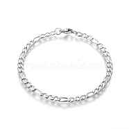 Tarnish Resistant 304 Stainless Steel Figaro Chain Bracelets, with Lobster Claw Clasps, Stainless Steel Color, 8-1/8 inch(20.5cm), 4.5mm(BJEW-E369-06P)