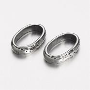 304 Stainless Steel Slide Charms, Oval, Antique Silver, 15x9.5x3mm, Hole: 7x12.5mm(STAS-D166-57AS)