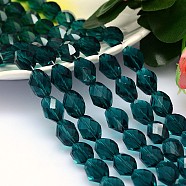 Faceted Polyhedron Imitation Austrian Crystal Bead Strands, Grade AAA, Teal, 11x8mm, Hole: 0.9~1mm, about 37pcs/strand, 15.7 inch(G-M190-11x8mm-24A)