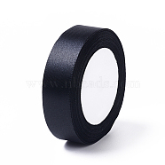 Satin Ribbon for DIY Garment Hairbow Accessory, Black, about 1 inch(25mm) wide, 25yards/roll(22.86m/roll)(X-RC25mmY039)