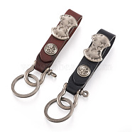 Biyun 2Pcs 2 Colors Leather Clasps Keychain, with Zinc Alloy Findings and Shackle Clasps, Rectangle, Mixed Color, 13.5cm, 1pc/color(KEYC-BY0001-04)