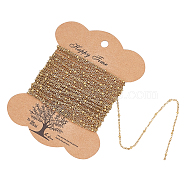 304 Stainless Steel Satellite Chains, Soldered, with Round Beads, with Card Paper, Golden, 1.6mm, Beads: 2x1mm, about 16.4 Feet(5m)/card(CHS-FH0001-01G)