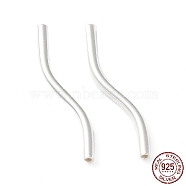 925 Sterling Silver Tube Beads, Wavy Tube Beads, Silver, 19.5x3.3x1.6mm, Hole: 1mm(STER-K174-08S)