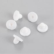 Rubber Clip on Earring Pads, Half Drilled, White, 6.5x6.5x5mm, Half Hole: 1.5mm(FIND-R039-01)