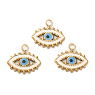 Ion Plating(IP) 304 Stainless Steel Enamel Pendants, Evil Eye Charm, Golden, 17x19x2mm, Hole: 2.5mm(STAS-A080-18G)