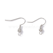 Brass Round Beaded Earring Hooks, with Horizontal Loop, Real Platinum Plated, 21x21x4mm, Hole: 2mm, 20 Gauge, Pin: 0.8mm(KK-G438-01P)