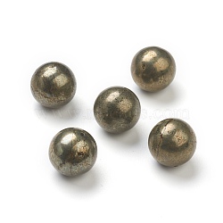 Natural Pyrite Beads, Half Drilled, Round, 12mm, Hole: 1mm(G-H267-03D)