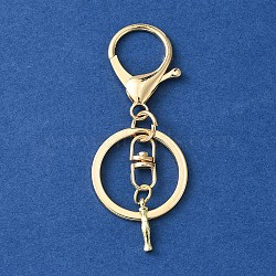 Alloy Initial Letter Charm Keychains, with Alloy Clasp, Golden, Letter I, 8.5cm(KEYC-YW00006-09)