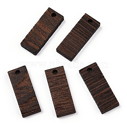 Natural Wenge Wood Pendants, Undyed, Rectangle Charms, Coconut Brown, 23x9x3.5mm, Hole: 2mm(WOOD-T023-32)