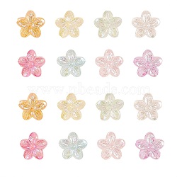 80pcs 8 Colors Transparent Acrylic Beads, AB Color, Flower, Mixed Color, 14.5x15.5x7mm, Hole: 1.8mm, 10pcs/color(TACR-CJ0001-25)