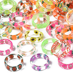 Transparent Resin Fruit Finger Ring for Women, Mixed Color, US Size 6(16.5mm)(RJEW-T022-030)