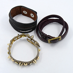 Imitation Leather Cord Bracelets, with Metal Findings, Mixed Style, Mixed Color, 190~560mm(BJEW-MSMC002-04)