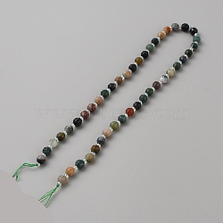 Natural Indian Agate Beads Strands, Faceted Bicone Barrel Drum, with Seed Beads, 6mm, Hole: 1.2mm, about 45pcs/strand, 14.57 inch(37cm)(G-WH0021-59C)