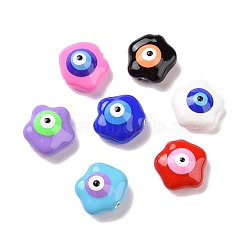 Enamel Beads, with ABS Plastic Imitation Pearl Inside, Star with Evil Eye, Mixed Color, 12x12x6mm, Hole: 0.8mm(KY-E006-01)