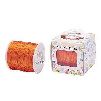 Nylon Thread, Rattail Satin Cord, Dark Orange, 1.0mm, about 76.55 yards(70m)/roll