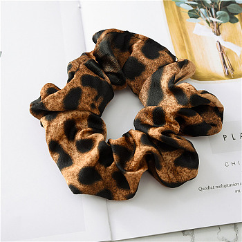 Leopard Print Pattern Cloth Elastic Hair Accessories, for Girls or Women, Scrunchie/Scrunchy Hair Ties, Peru, 120mm