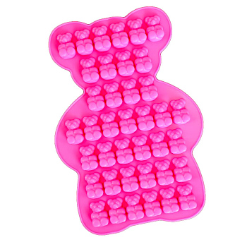 Bear Shape DIY Silicone Molds, Fondant Molds, Resin Casting Molds, for Chocolate, Candy, UV Resin & Epoxy Resin Craft Making, Magenta, 290x203mm