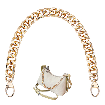 Aluminum Curban Chain Bag Handles, with Alloy Swivel Clasps, for Bag Replacement Accessories, Golden, 42cm