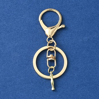 Alloy Initial Letter Charm Keychains, with Alloy Clasp, Golden, Letter I, 8.5cm