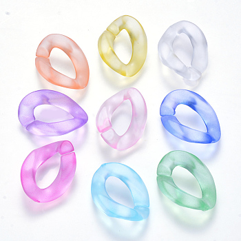Transparent Acrylic Linking Rings, Quick Link Connectors, for Curb Chains Making, Frosted, Twist, Mixed Color, 23x17x4.5mm, Inner Diameter: 13.5x7mm