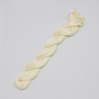 Nylon Thread, Nylon Jewelry Cord for Custom Woven Bracelets Making, Light Goldenrod Yellow, 1mm, about 26m/bundle, 10bundles/bag, about 284.34 Yards(260m)/Bag.