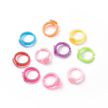 Cuff Colorful Acrylic Ring Components, for Kids, Mixed Color, 14mm, Tray: 9mm