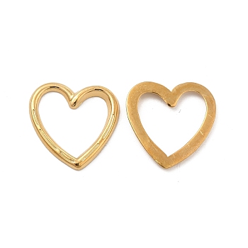 Ion Plating(IP) 304 Stainless Steel Linking Ring, Textured, Heart, Real 18K Gold Plated, 15.5x15.5x1.5mm, Inner Diameter: 12.5x12mm