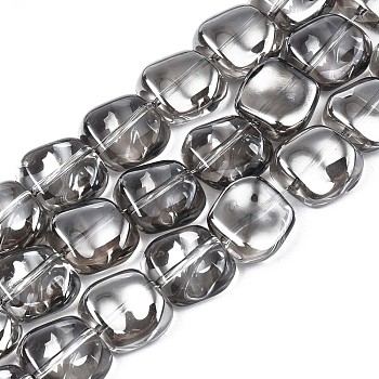 Electroplate Glass Beads Strand, Pearl Luster Plated, Polygon, Black, 10.5x11~12x5~6mm, Hole: 1mm, about 60~61pcs/strand, 24.41 inch~ 25.20 inch(62~64cm)
