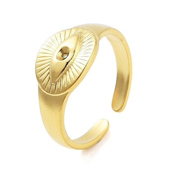 Real 18K Gold Plated 304 Stainless Steel Open Cuff Rings for Women, Eye, 9mm, Inner Diameter: Adjustable