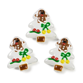 Christmas Theme Handmade Lampwork Beads, Christmas Trees, White, 25~26.5x18.5~22.5x6.5~7.5mm, Hole: 1.6~1.8mm