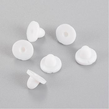 Rubber Clip on Earring Pads, Half Drilled, White, 6.5x6.5x5mm, Half Hole: 1.5mm