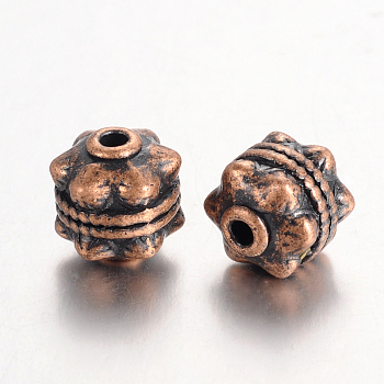 Tibetan Style Beads, Cadmium Free & Nickel Free & Lead Free, Round, Red Copper, 10x10mm, Hole: 2mm.