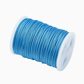 Nylon Thread Cord, DIY Braided Ball Jewelry Making Cord, Deep Sky Blue, 0.8mm, about 10m/roll(10.93yards/roll)