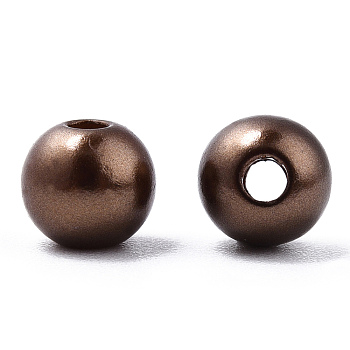 Spray Painted ABS Plastic Imitation Pearl Beads, Round, Coconut Brown, 6x5.5mm, Hole: 1.8mm, about 4540 pcs/500g