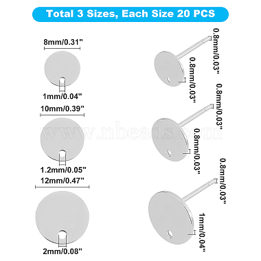 unicraftale 304 résultats de boucles d'oreilles en acier inoxydable(STAS-UN0019-05P)-2