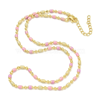 Brass Enamel Column Link Chain Necklaces(NJEW-H039-09A-02G)-2