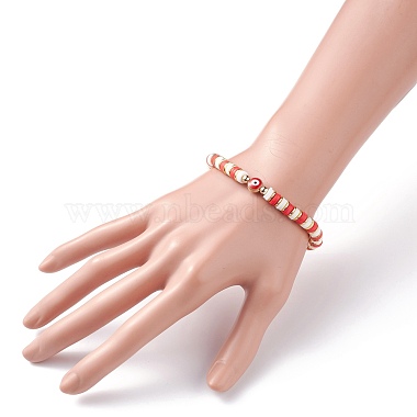 Synthetic Hematite & Polymer Clay Heishi Beads Stretch Bracelet(BJEW-JB07226-05)-3