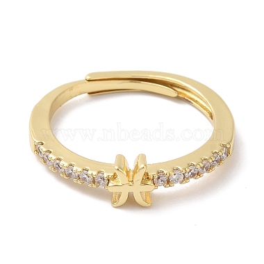 Rack Plating Brass Clear Cubic Zirconia Constellation Adjustable Rings for Women(RJEW-S407-08G-04)-2