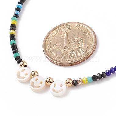 Shell & Glass Beaded Necklace for Women(NJEW-JN03910)-6
